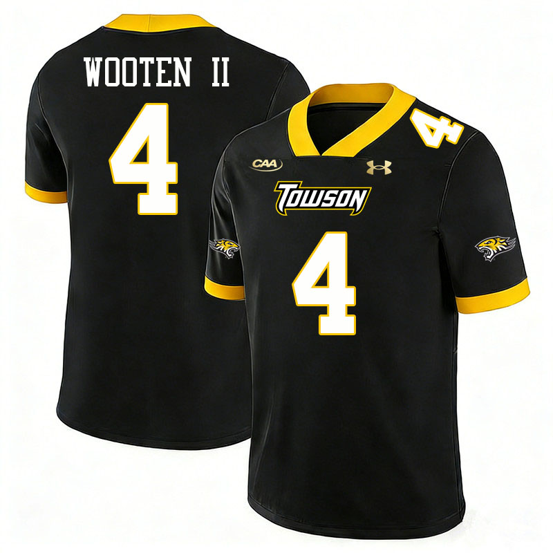 Towson Tigers #4 Al Wooten II College Football Jerseys,Uniforms-Black